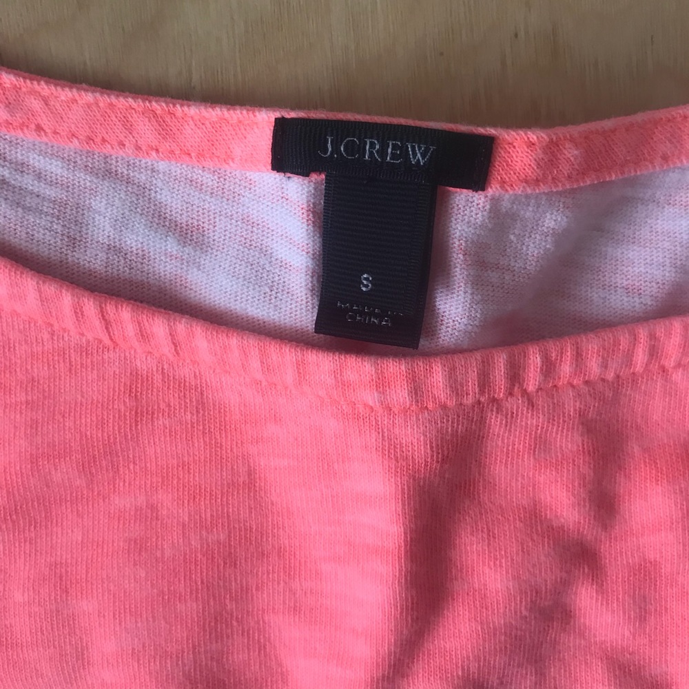 J. Crew Coral, Navy, and White Stripe Tee - Picture 2 of 4